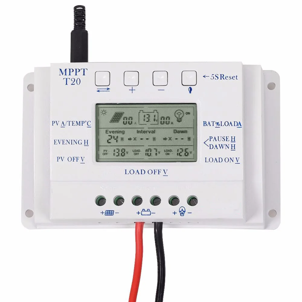 OEM ЖК дисплей 20A MPPT 12В/24В солнечная панель регулятор заряда батареи контроллер без