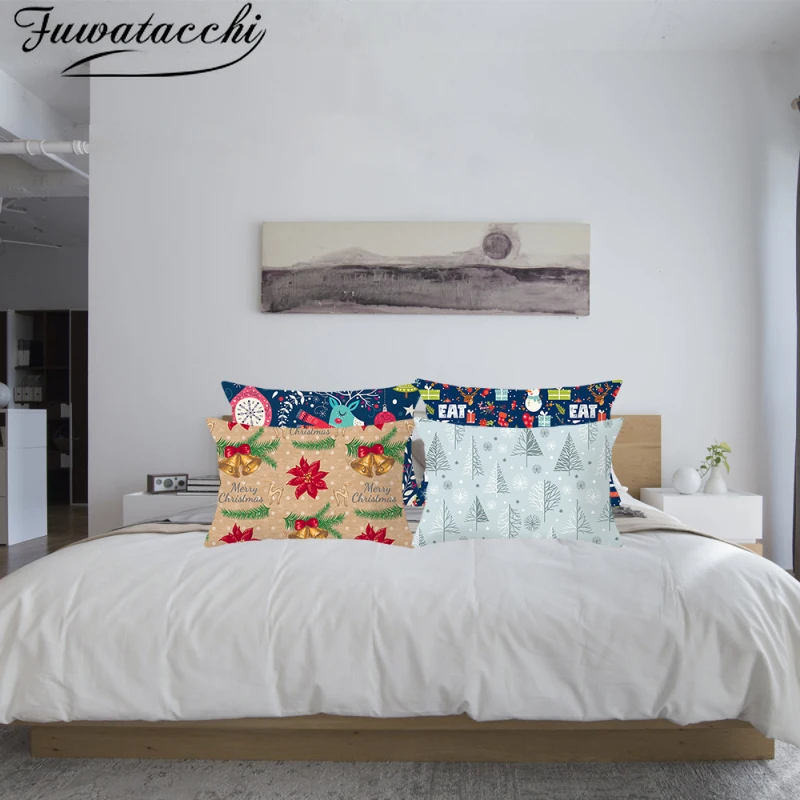 

Fuwatacchi Christmas Printed Cushion Covers 30x50cm Decoratives Throw Pillow Covers Home Sofa Decor Accessories Pillowcase