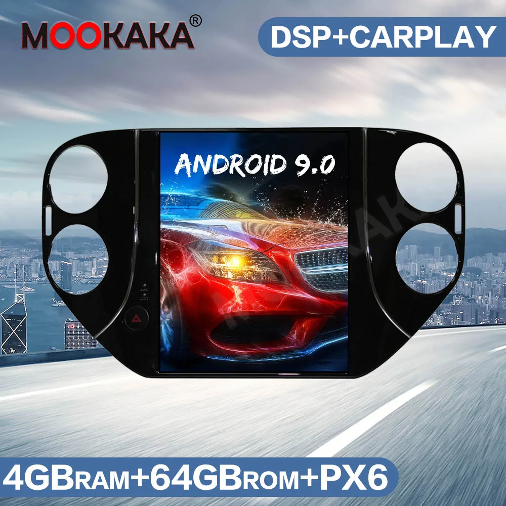 Головное устройство Tesla с вертикальным экраном Android 9 64 ГБ PX6 GPS навигация для VW Tiguan