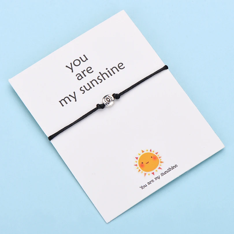 IYOE Wish Card You Are My Sunshine браслеты с глазами для женщин и мужчин, подарок на день рождения, винтажный браслет ручной работы с красной нитью