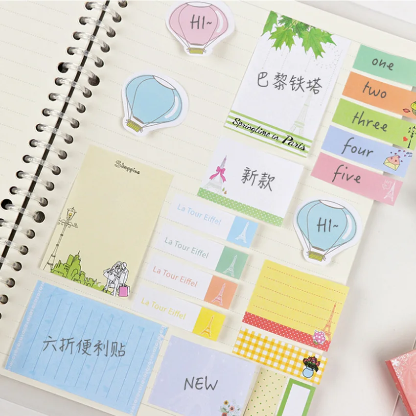 10 упаковок/партия самоклеящиеся блокноты Башня Парижа |