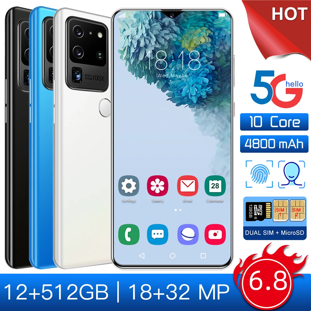 

Global Version S30U Plus 6.8-inch Water Drop Screen Smart Facial Recognition Fingerprint Unlock Mobile Phone Android 10.0