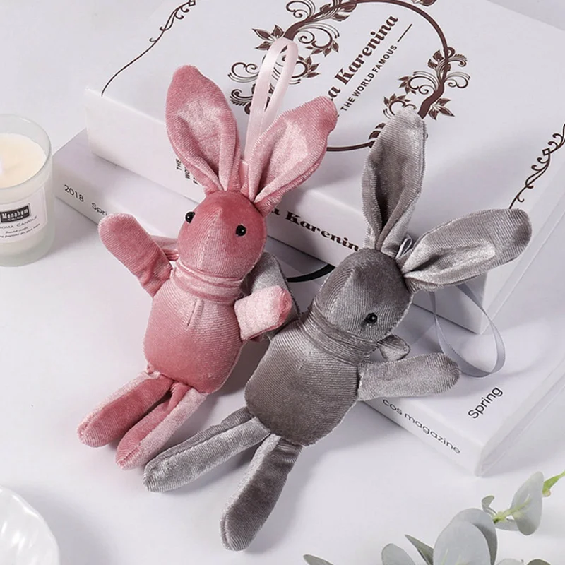 

20cm Cute Cartoon Velvet Rabbit Plush Toys for Children Kawaii Animal Stuffed Rabbit Keychain Pendant Kids Party Bouquet Dolls