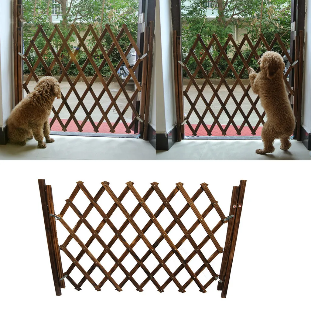 Portable Folding Safe Guard Indoor and Outdoor Small Pet Wooden Fence Isolation Door Gate Guard Telescopic Safety Rail Barrier