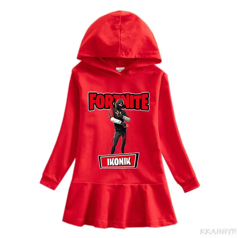 Одежда для девочек Fortnites свитер с капюшоном платье толстовки пуловер пальто