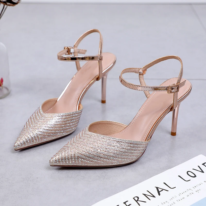 2019 женские босоножки на высоком каблуке 8 см свадебные сандалии со стразами