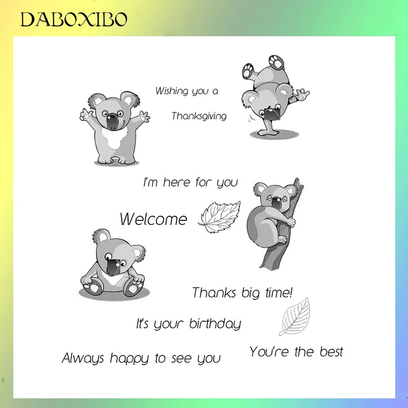

DABOXIBO Kung Fu Koala Clear Stamps For DIY Scrapbooking/Card Making/Photo Album Silicone Decorative Crafts13X13