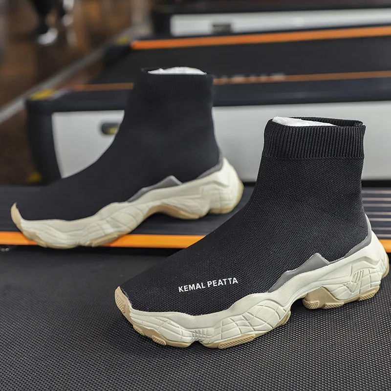 Кроссовки носки унисекс высокие дышащие из эластичной ткани без шнуровки