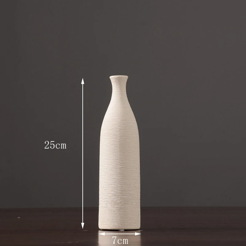white 7x25cm Скандинавская сушеная керамическая ваза для цветов высокого качества Настольный художественный декоративный контейнер для гостиной домашний свадебный Декор вазы - Цвет: white 7x25cm