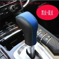 2020 new for porsche cayenne gear head covers interior styling leather hand stitched shift knob accessories