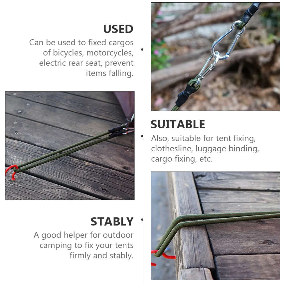 

2Pcs Carabiner Bungee Cords Tent Fixing Belts Luggage Ropes Bandage Straps