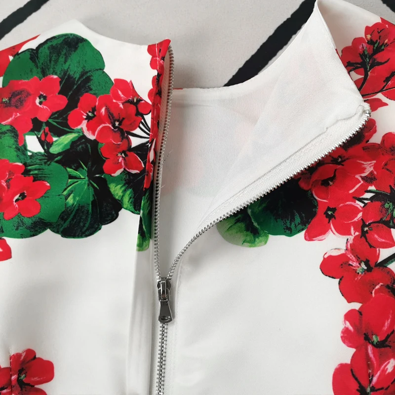 

Designer Summer New Women'S Fashion Party Casual Sexy Vacation Vintage Elegant Flower Print Zipper Vest Slim Mini Dress