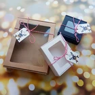 10 шт. бумажная Подарочная коробка с белыми этикетками лося, Рождественское украшение сделай сам, крафт-картонная коробка, новогодний подарок, упаковка для конфет