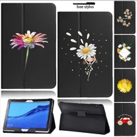 case for huawei mediapad t5 10 ags2 w09 w19 l03 l09 daisy series pattern folding back support tablet cover stylus