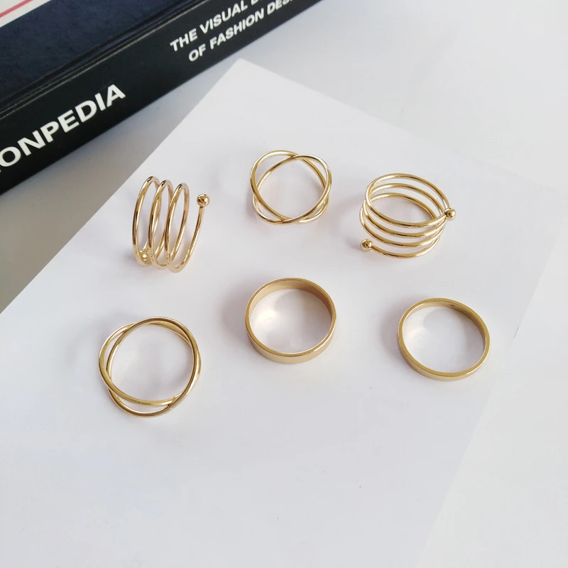 В стиле хип хоп оснастки модное кольцо из шести предметов многослойная индекс