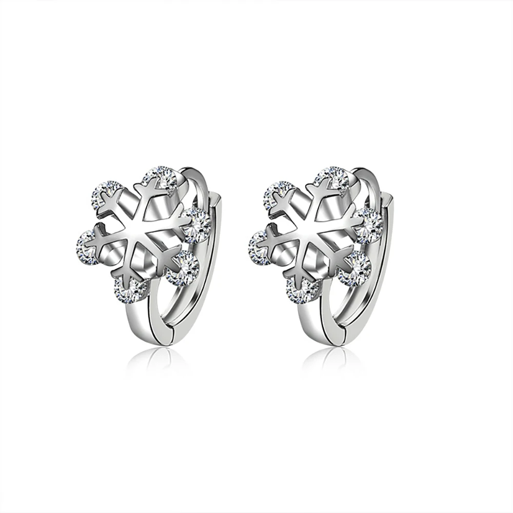 Женские серьги из стерлингового серебра 925 пробы простой дизайн со снежинками