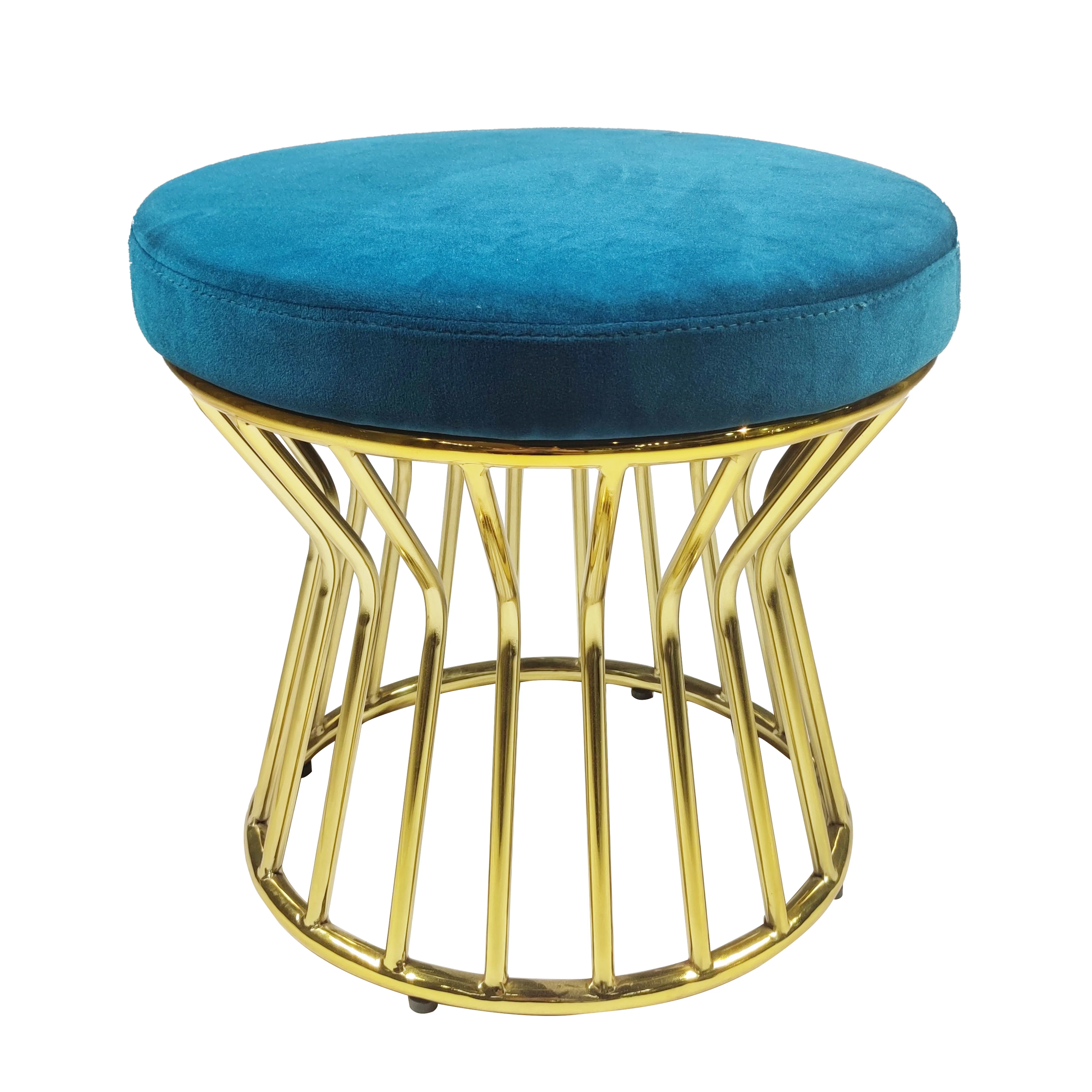 

ChinaFurniture processing and manufacturing factory Nordic light luxury velvet cushion stainless steel foot stool