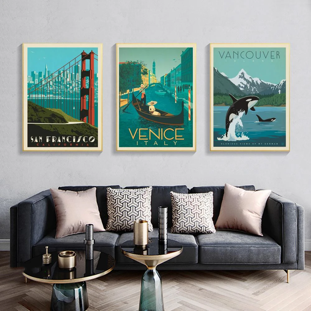 

Nordic Travel City Canvas Painting New York Florence London Landscape Modern Wall Art Posters and Prints Home Decor Living Room