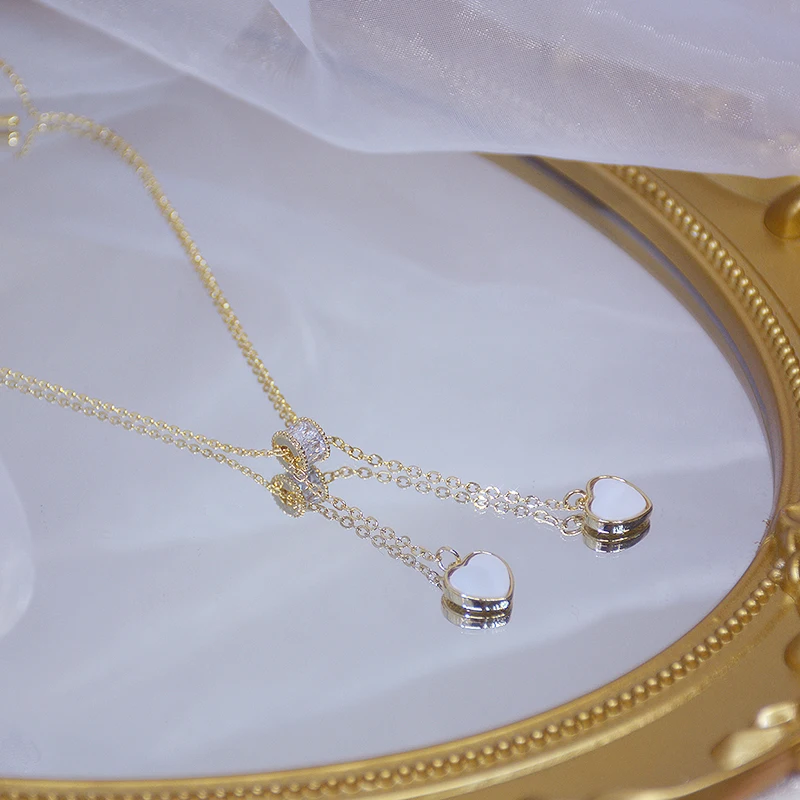 

High Quality 14k Real Gold Heart Adjustable Chain Necklace for Women Top Designer Luxury Jewelry Micro Inlay AAA Zirconia Gift