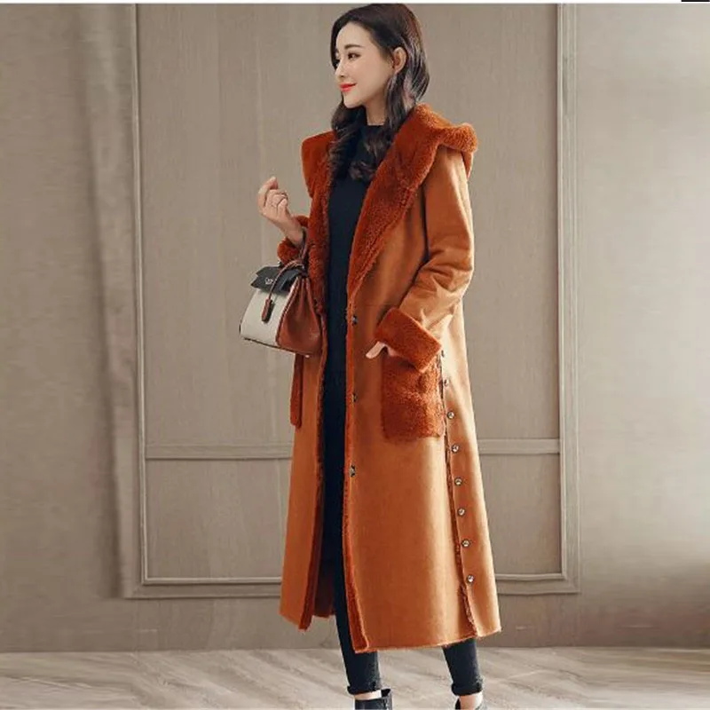 2019 новая куртка из оленьей кожи женская зимняя элегантная парка с капюшоном