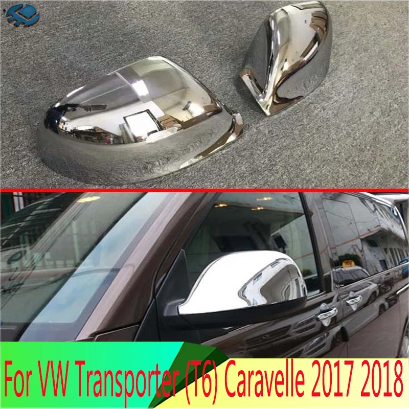 

For VW Volkswagen Transporter (T6) Caravelle 2017-2022 ABS Chrome Door Side Mirror Cover Trim Rear View Cap Overlay Molding