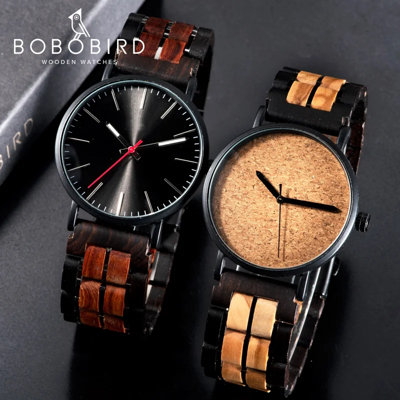 

BOBO BIRD Men's Watches Wood For Men Quartz Wristwatches Wood Man Wrist Women Watch Wooden Timepiece Custom Anniversary Gift