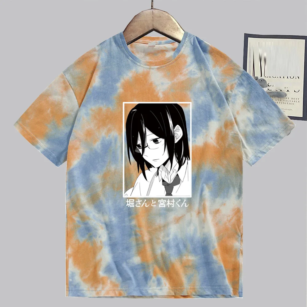 

Anime Hori San to Miyamura Kun Short Sleeve Round Neck Tie Dye Summer T-shirt