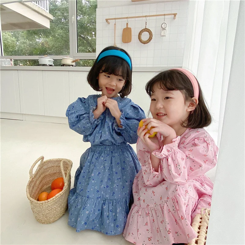 

Baby Girls Clothing Spring Summer Baby Girls Floral Clothes Set Cotton Long Sleeve Shirt And Skirts 2Pcs Set Korean style Outfit