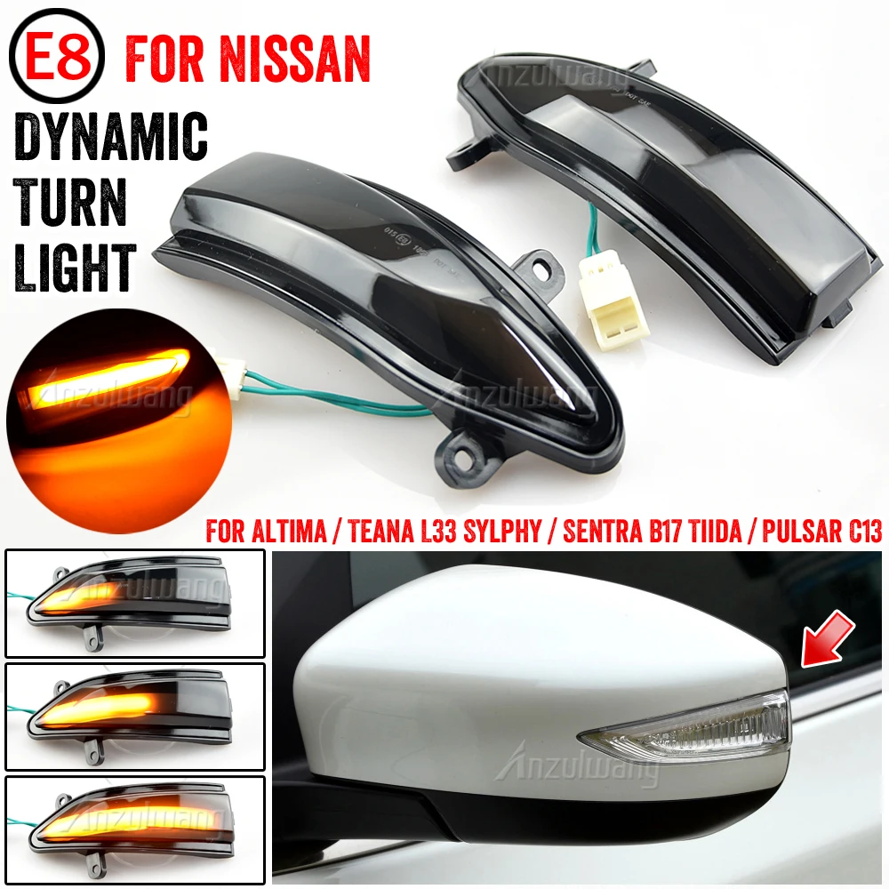 

Flowing Water Side Mirror Lamp LED Turn Signal Light Dynamic Blinker For Nissan Altima Teana L33 Sylphy Sentra Pulsar Tiida