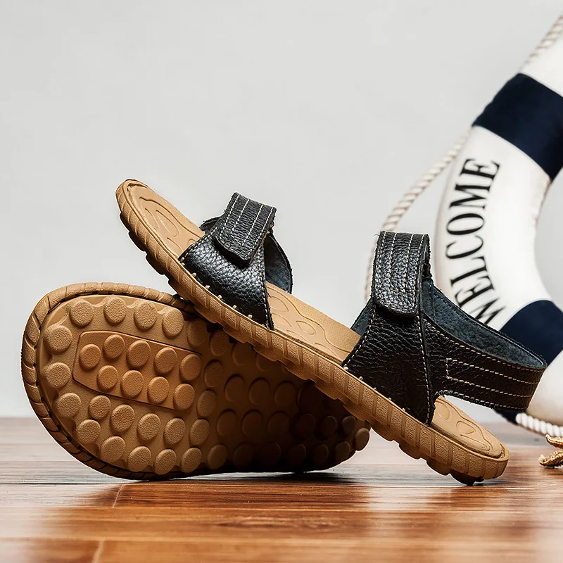 

Sandals Shoes Men Breathable Shoes Outdoor Sandals Leather Men Comfortable Casual Men's Sandal Sneakers 2020 Blade Summer