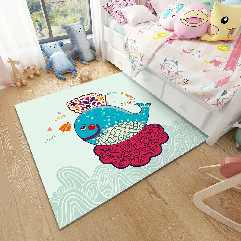 

Square Cartoon Carpet Living Room Coffee Table Pad Children's Crawling Blanket Room Bedside Mats Bedroom Cloakroom Carpet