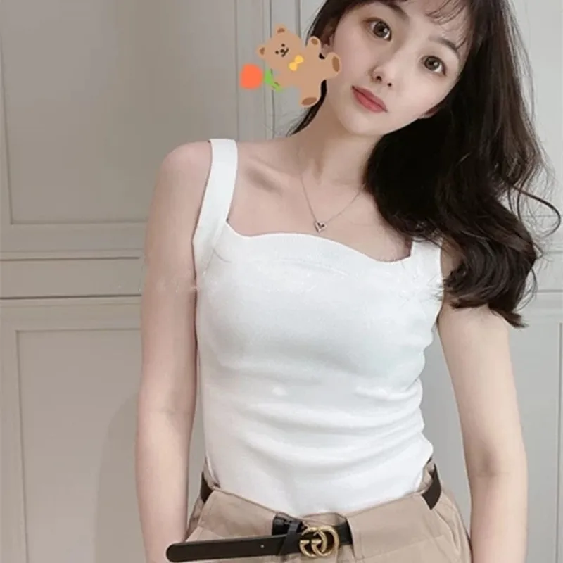 

Solid Color Summer Ladies Sexy Elastic Camisole Off Shoulder Top Female Slim Fashion New Tee Ladies Designed Casual Tops ML201