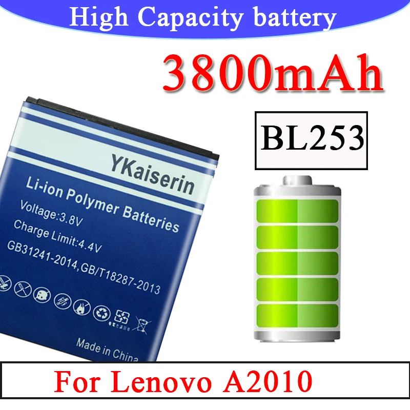 Новый аккумулятор высокой емкости 3800 мАч BL253 для Lenovo A2010 Bateria A 2010 / BL 253 BL-253 A1000 A1000m