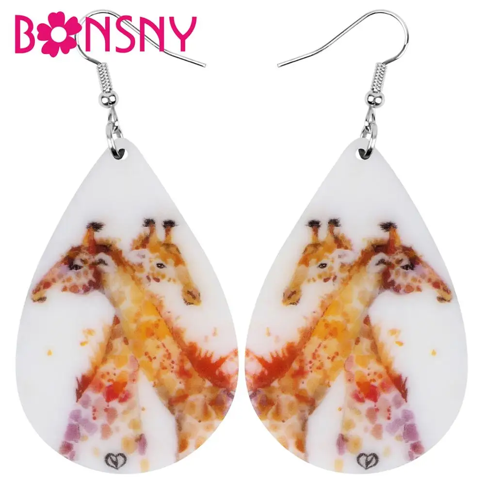Bonsny акриловые аниме серьги в виде жирафа животных висячие украшения для женщин