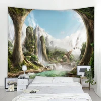3d fantasy castle landscape decoration tapestry curtain wall covering nordic bohemian hippie landscape background decoration