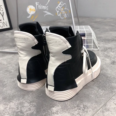 

Women's boots 2021 autumn and winter new splicing casual round toe lace-up thick bottom large size women's boots