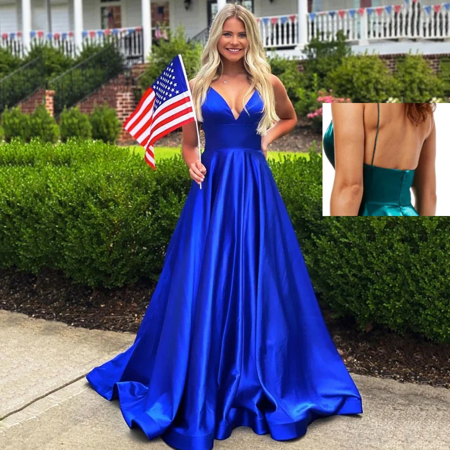 Weiyin AE0601 Robe De Soiree длинное вечернее платье с v-образным вырезом и карманами Одежда