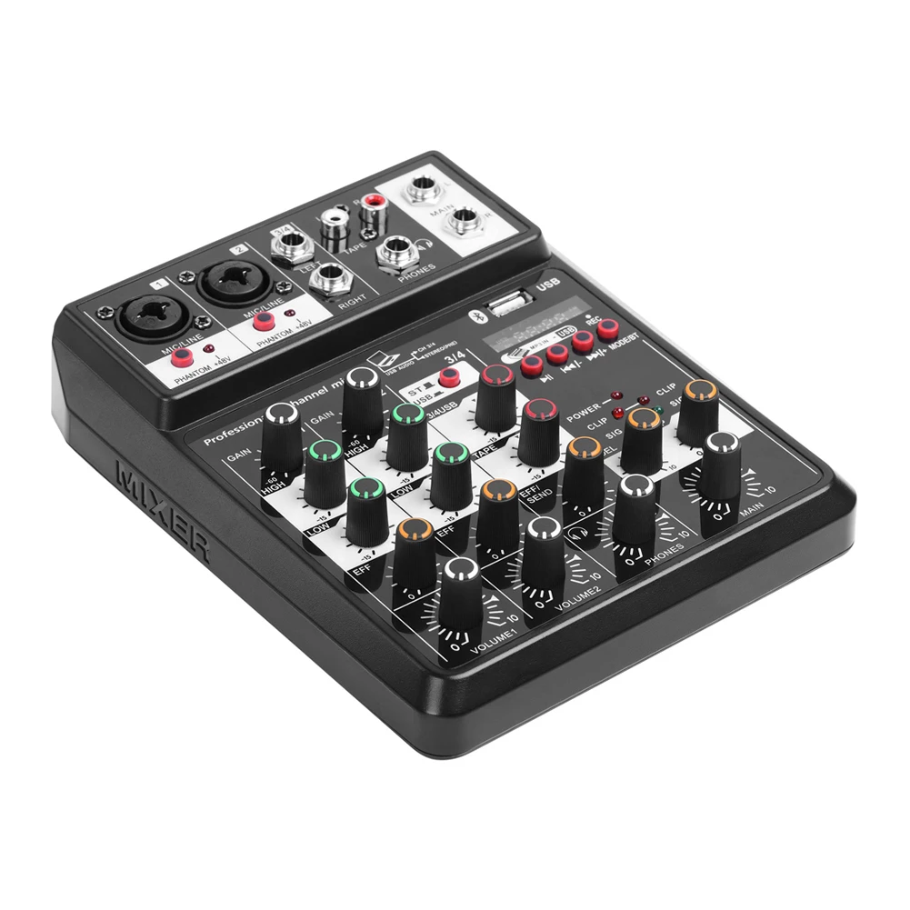 

4-Channel Small BT Mixer With Reverb Effect Home Karaoke USB Live Stage Karaoke Performance