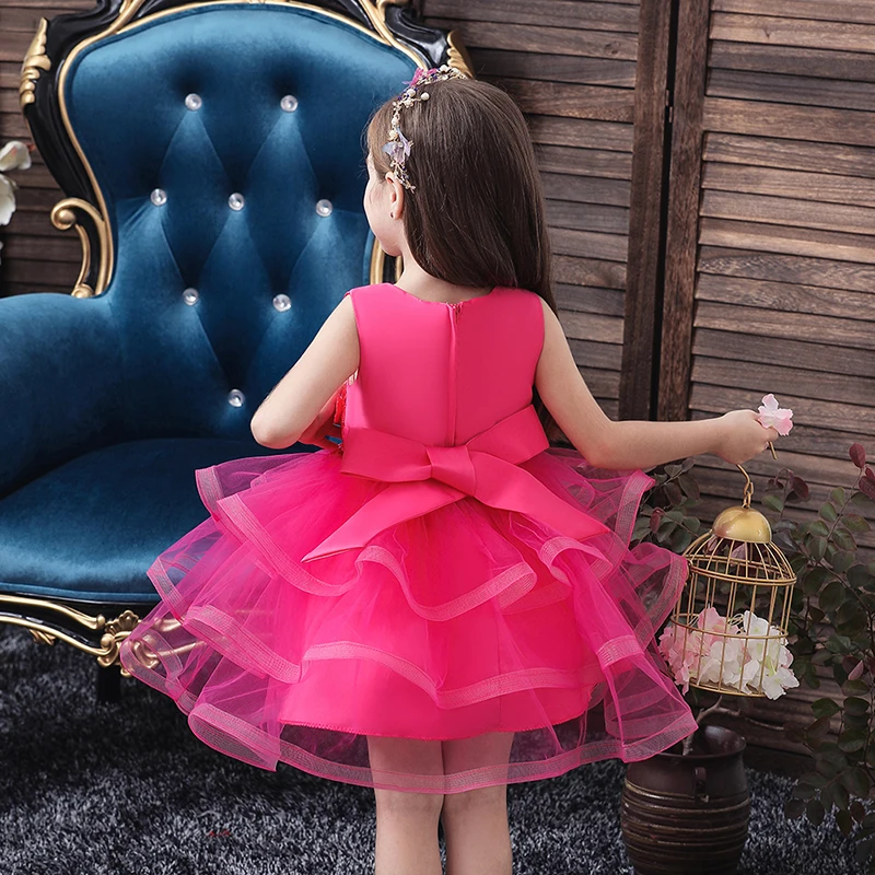 Платье принцессы с цветами для девочек летнее платье-пачка свадьбы дня рождения