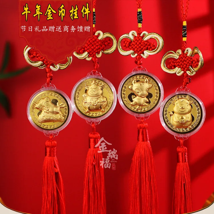 

1PC New Year Chinese Zodiac Decoration Lucky 2021 Year of Ox Pendant Ornaments Chinese knot Souvenir Gift Decor The Ox Hanging