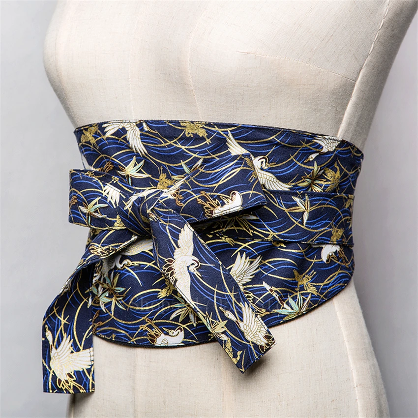 Японский стиль ретро Харадзюку кангава цветочный этнический Пояс Женская юката