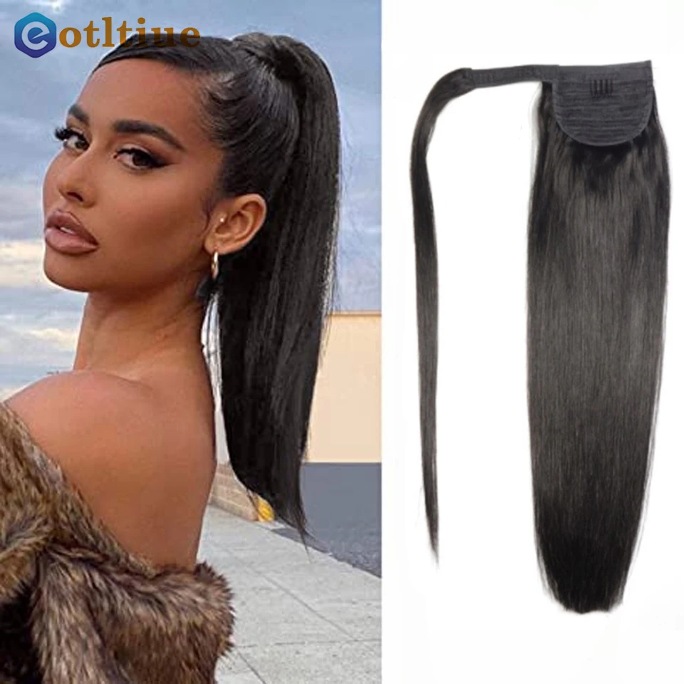 

Wrap Around Long Straight Ponytail Human Hair Remy Hair Extensions Malaysia Hair Extensions Clip Ins Natural Color Hairpiece