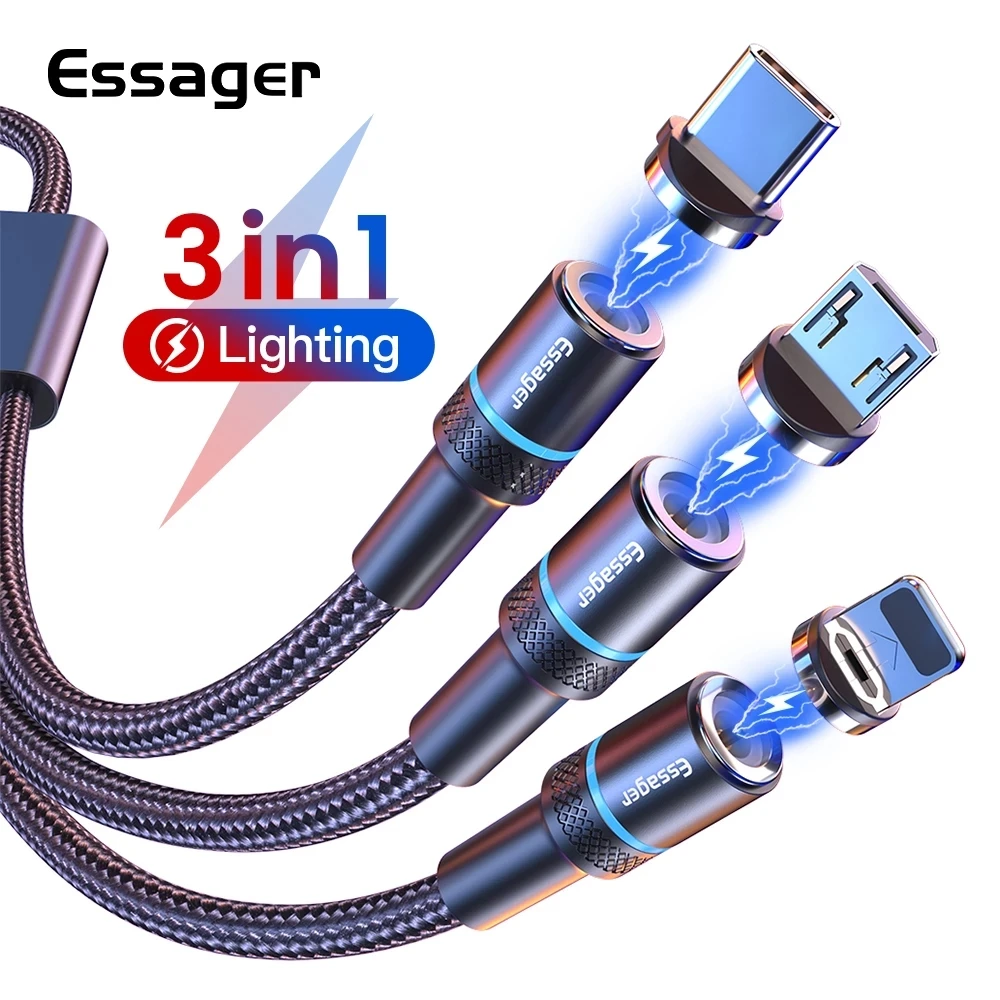 Магнитный USB кабель 3 в 1 для iPhone iPad Samsung Huawei зарядный планшетов магнитный Micro Тип C