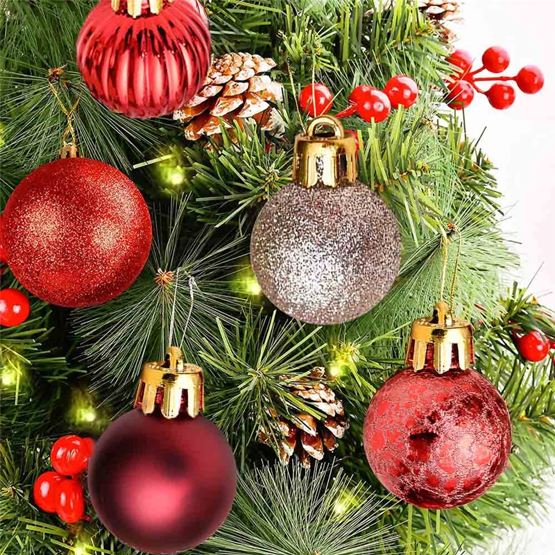 Bola de Navidad pintada de 3cm/99 piezas, decoraci&oacute;n de &aacute;rbol de Navidad, conjunto de caja de regalo colgante, decoraci&oacute;n de fiesta de cumplea&ntilde;os, boda, hogar y Navidad-3