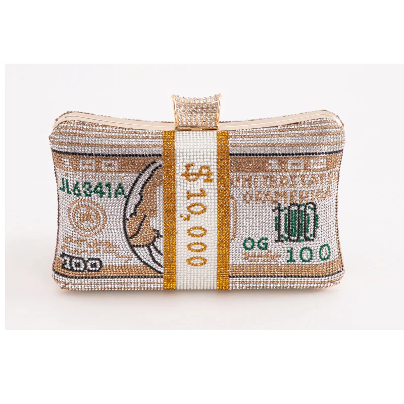 

LA Fashion Women's Handbags Party Versatile Clutch Bags Female Crystal Banquet Dinner Bags Circular Tassel Diamond Evening Bags
