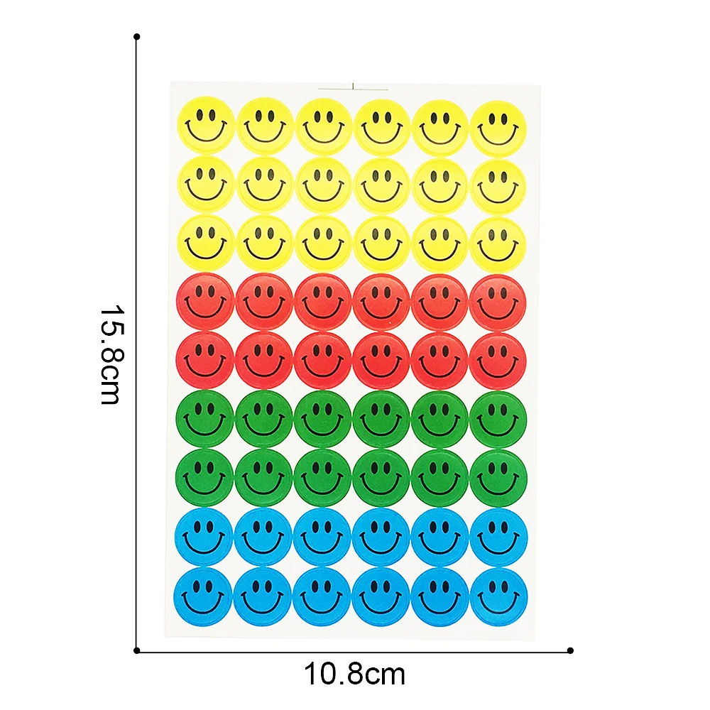 Pegatina de 8 hojas con cara sonriente colorida, interesante pegatina de cara de diamante infantil para tel&eacute;fono, cuaderno, Mensaje, decoraci&oacute;n-2