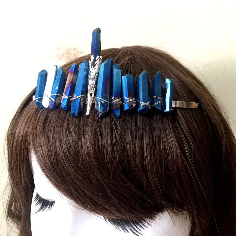 Кварцевые заколка для волос с кристаллами металлические аксессуары в виде