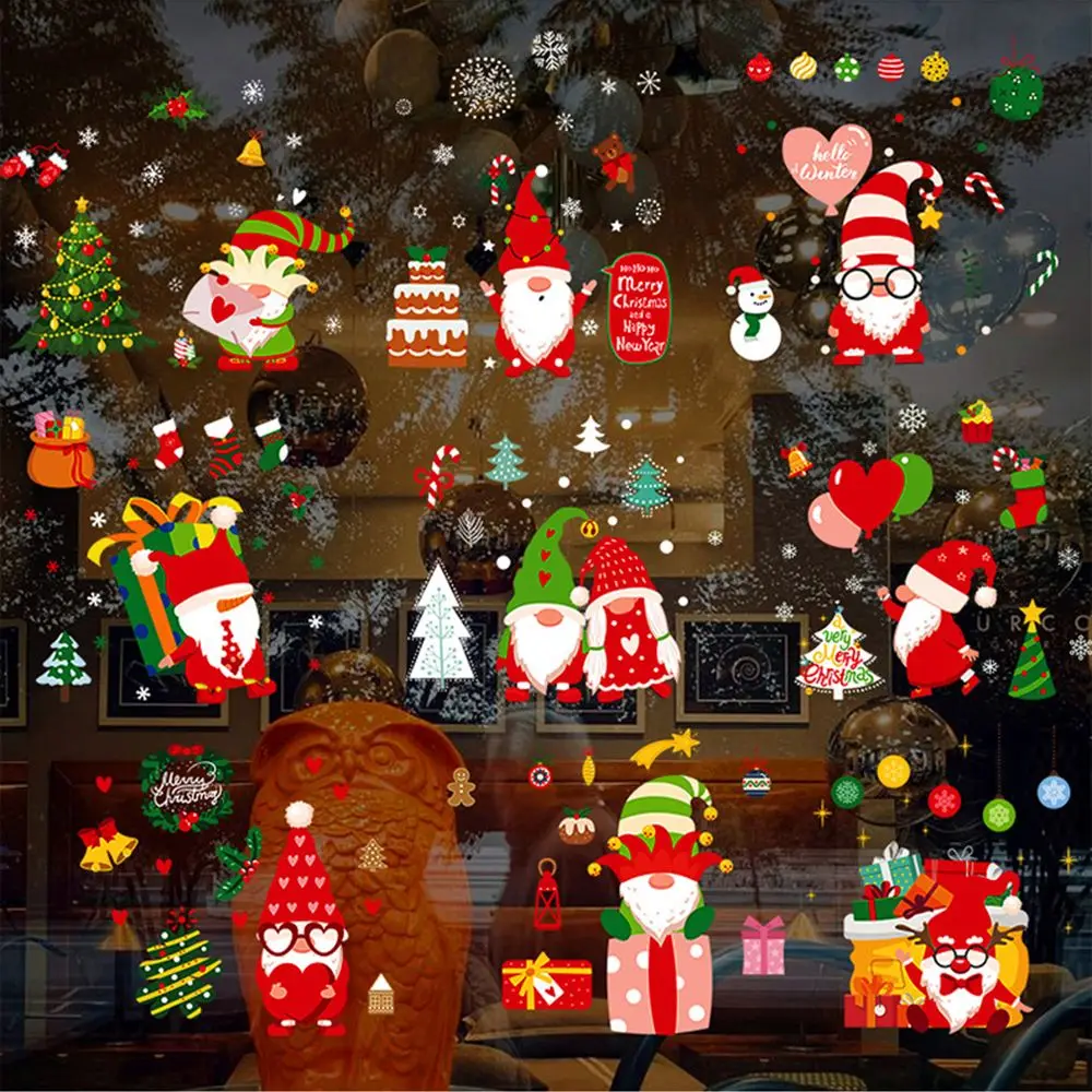 

Shopwindow Ornament Home Decoration Reindeer Snowflake Santa Claus Snowman Window Decals Christmas Static Stickers