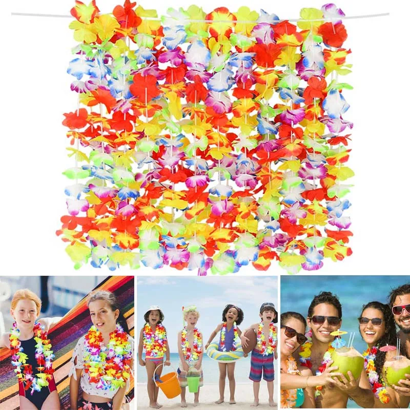 Wocharm 12 Collane Lei Hawaiane Per Feste - Ghirlande Di Fiori Colorate In Fibra Plastica