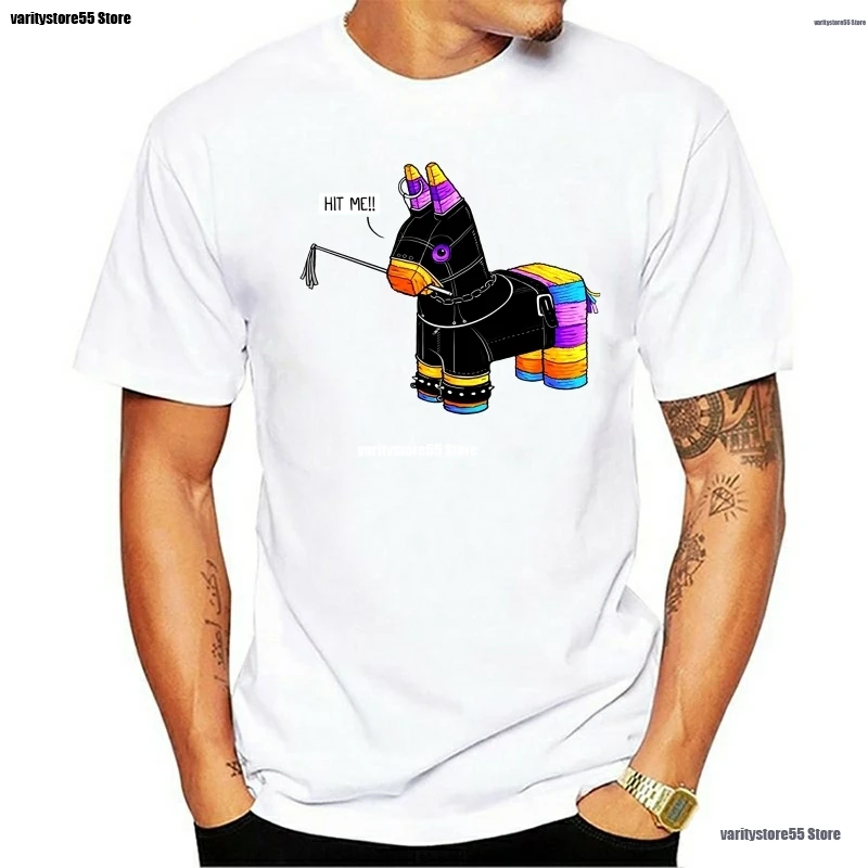 

2021 new Summer Funny Donkey Pinata Parody Black Leather Whip Chains Men Tshirt Breathable Tee Shirt unisex Cartoon Casual